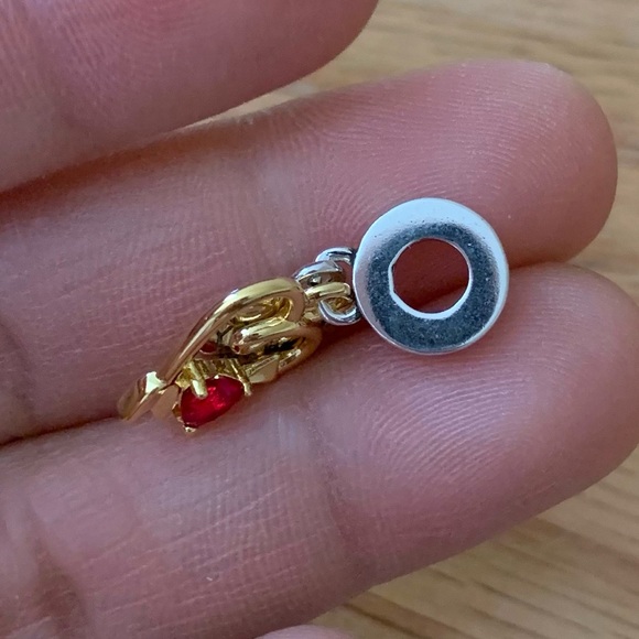 NWOT Two Tone You Are The One Infinity Double Hearts Dangle Charm Silver 925 - Picture 8 of 9